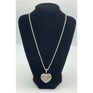 Sterling Silver Filigree Heart Pendant Necklace